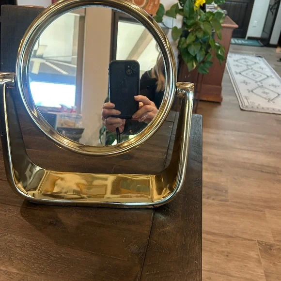 West Elm Brass Sculptural Vanity Mirror - Picture 5 of 10